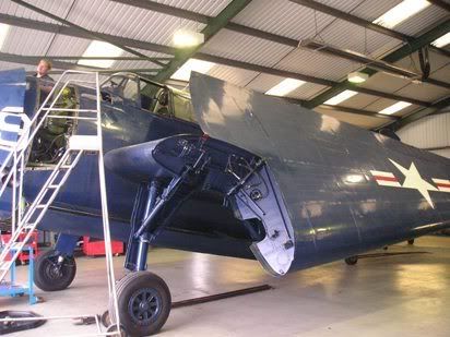 A huge Avenger being serviced in one of the hangars
