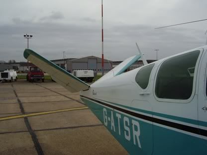 G-ATSR with the distinctive V-tail at Norwich