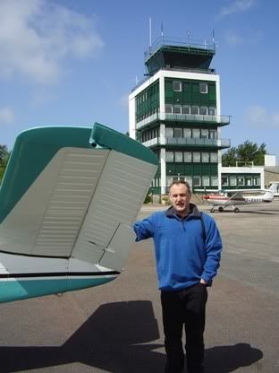Martin by the plane at Le Touquet airport