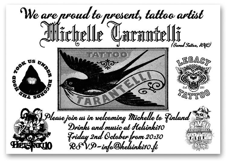 Michelle Tarantelli will be working at Legacy Tattoo 5th-10th of October.