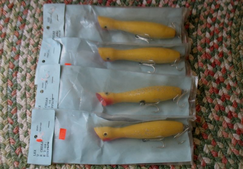 Four 3 Ounce Cedar Wood Surface Plugs BASS BARN