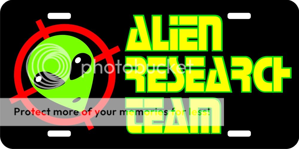 Alien Research Team Black License Plate  