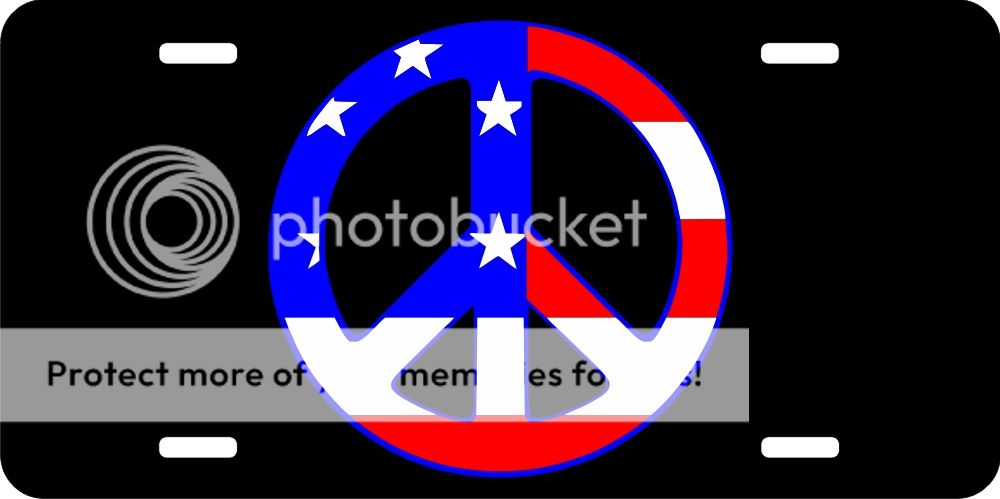 American Flag Peace Sign Symbol License Plate