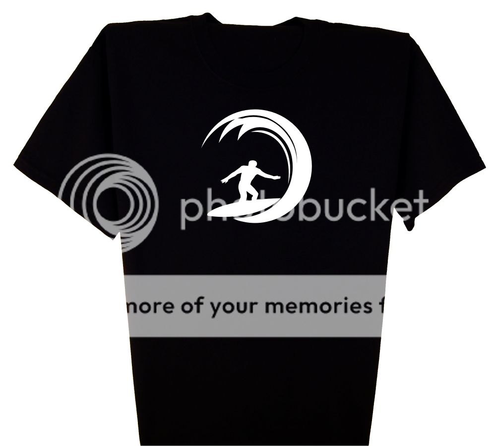 Surfer Silhouette Black T Shirt S to 5X  